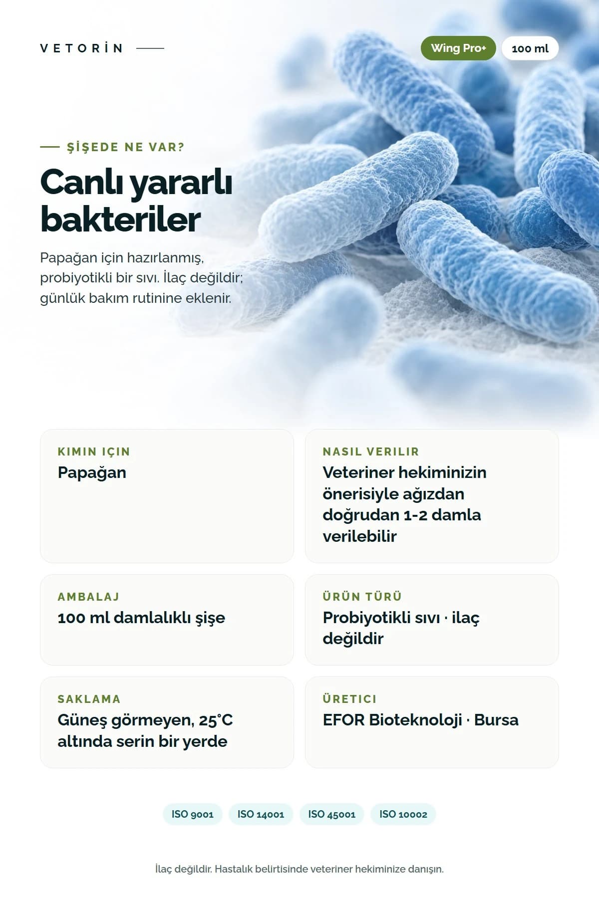 Probiyotikli Papağan Sindirim Sistemi Desteği & Metabolizma Düzenleyici 100 ml, 4. görsel