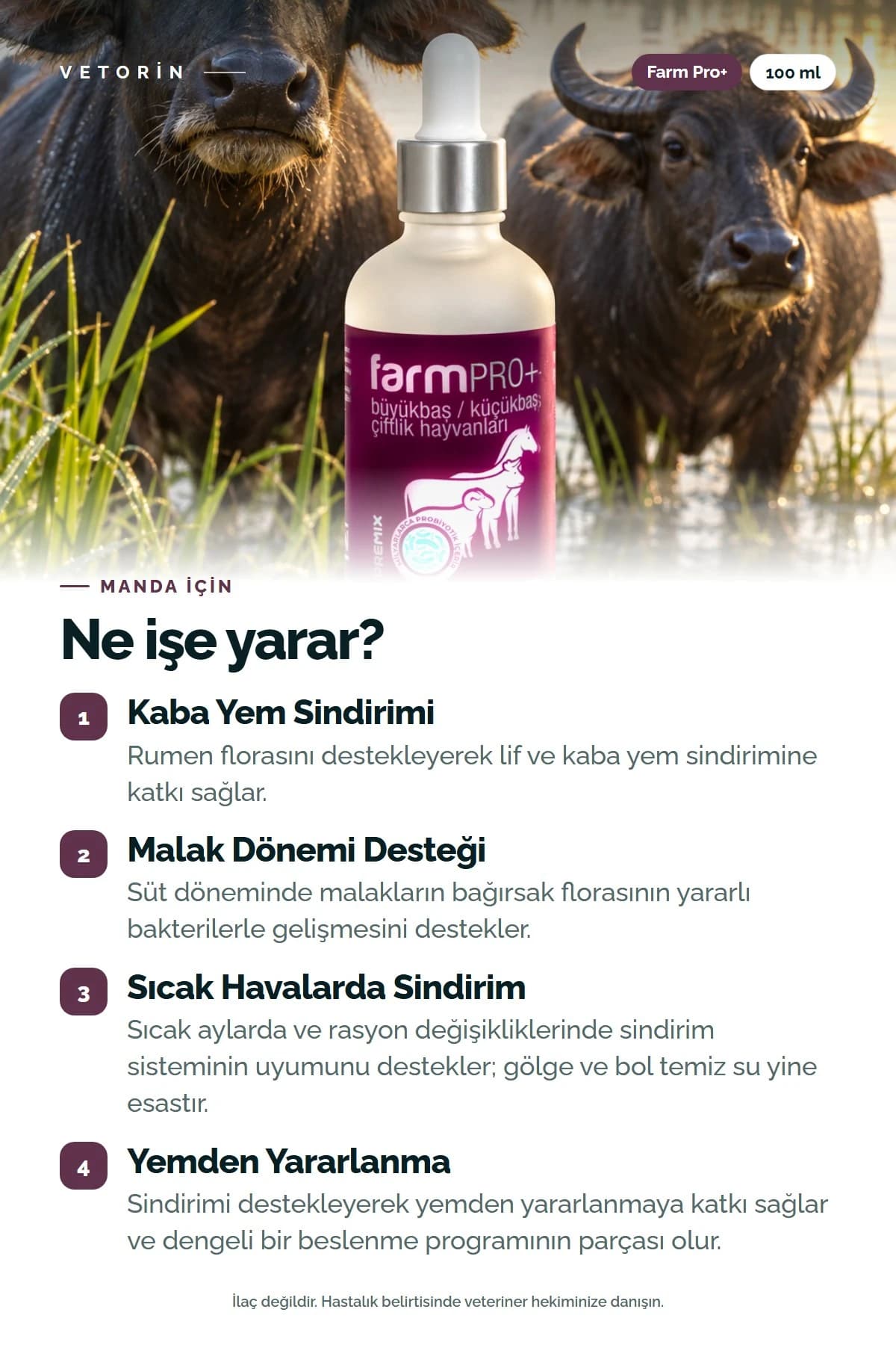 Probiyotikli Manda Metabolizma Düzenleyici 100 ml Farm Pro+, 2. görsel