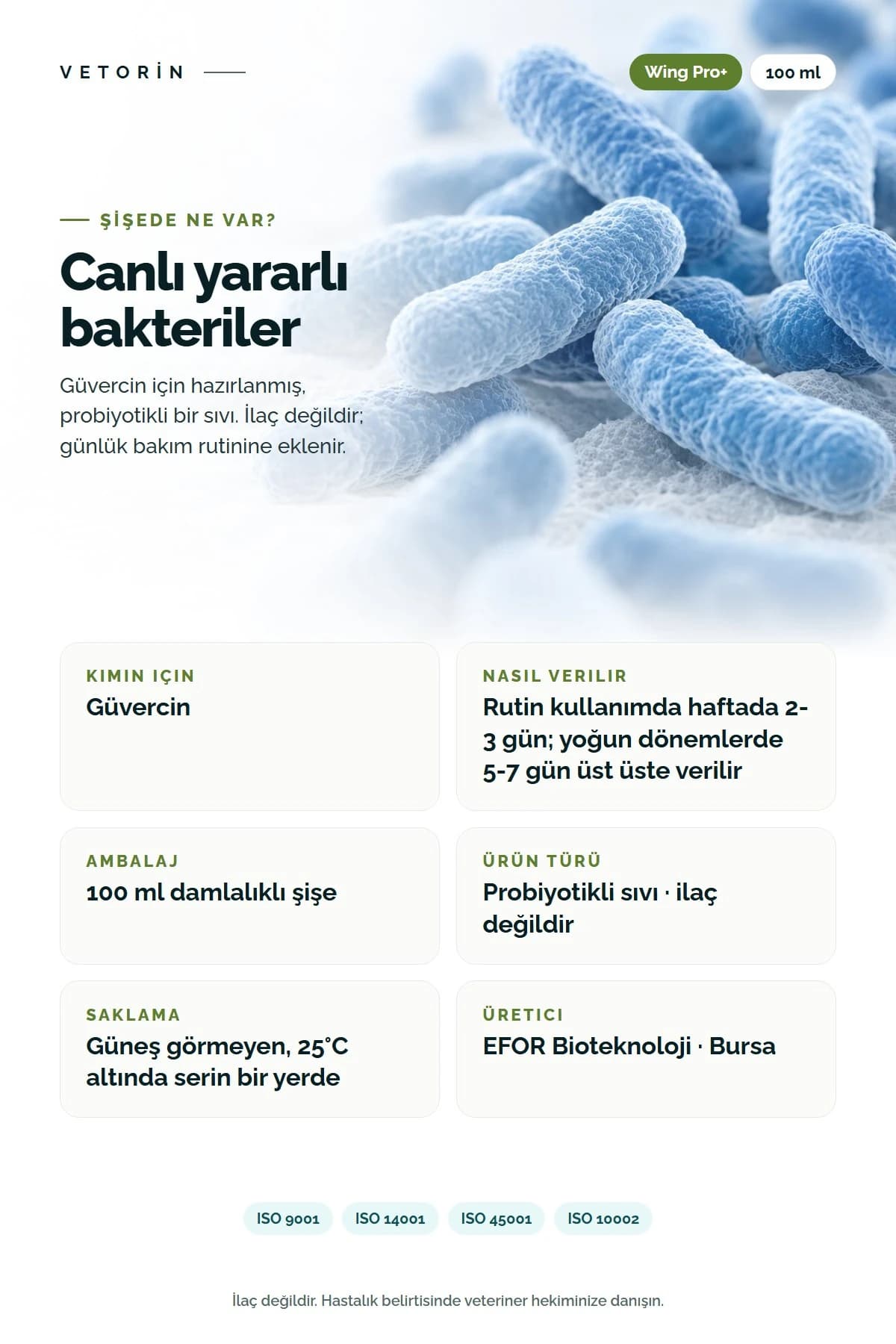Probiyotikli Güvercin Sindirim Sistemi Desteği & Metabolizma Düzenleyici 100 ml, 4. görsel